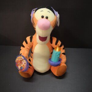 Vintage Mattel Bed Time Tigger Plush with Light Up Candlestick 10" Tall